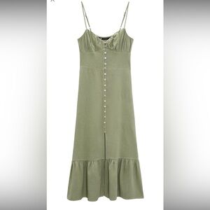 NWT Zara Olive Linen Dress